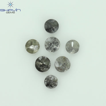 0.46 CT/7 Pcs Uncut Shape Salt And Pepper Natural Loose Diamond I3 Clarity (2.50 MM)