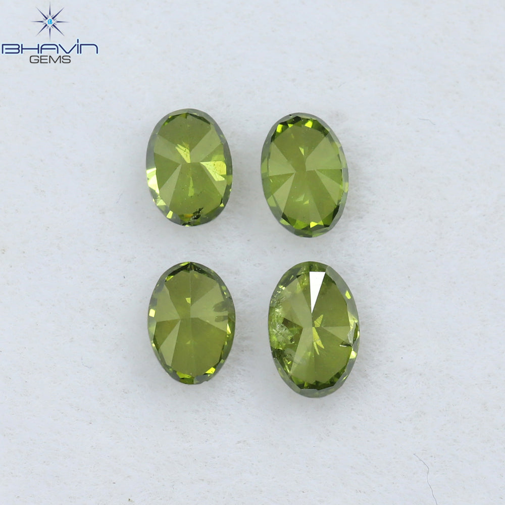 0.59 CT/4 Pcs Oval Shape Natural Diamond Green Color SI Clarity (4.22 MM)