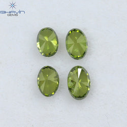 0.59 CT/4 Pcs Oval Shape Natural Diamond Green Color SI Clarity (4.22 MM)