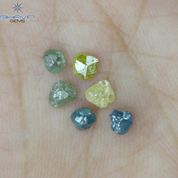 0.67 CT/6 PCS Rough Shape Enhanced Mix Color Natural Diamond I3 Clarity (3.27 MM)