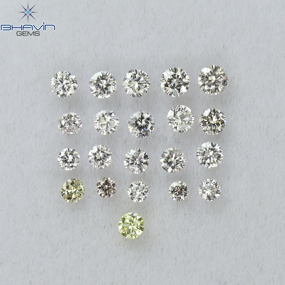 0.05 CT/5 ピース ラウンド シェイプ ナチュラル ルース ダイヤモンド ピンク カラー I1 クラリティ (0.05 MM)