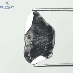 1.34 CT Slice Shape Natural Diamond Salt And Pepper Color I3 Clarity (14.50 MM)