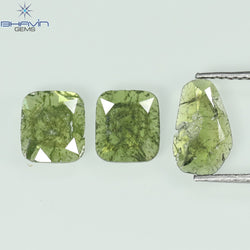 1.28 CT/3 Pcs Slice Shape Natural Diamond Green Color I3 Clarity (9.65 MM)