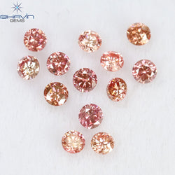 0.33 CT/13 ピース ラウンド シェイプ ナチュラル ルース ダイヤモンド ピンク カラー SI クラリティ (1.90 MM)