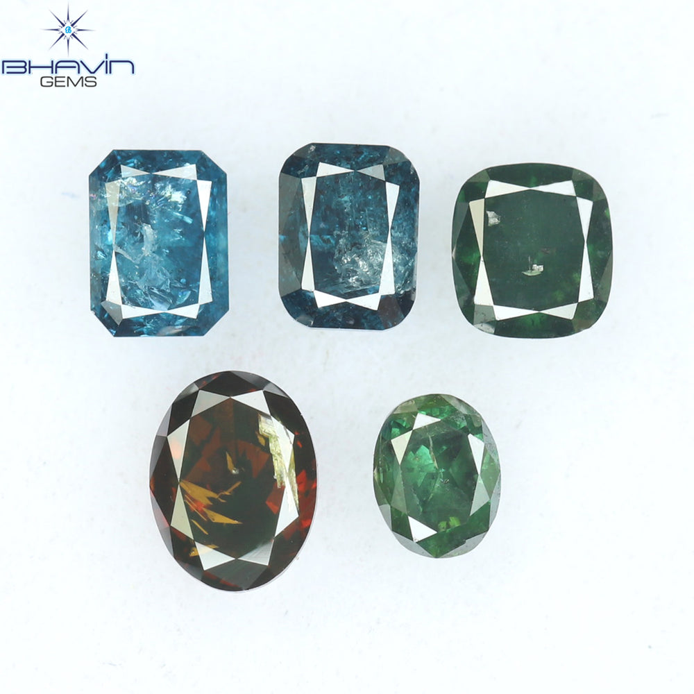 0.81 CT/5 Pcs Mix Shape Natural Diamond Mix Color SI-I2 Clarity (4.10 MM)