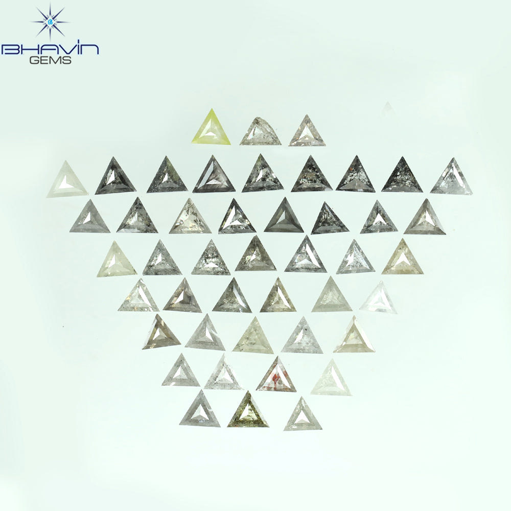 3.49 CT/26 Pcs Triangle Shape Natural Loose Diamond Salt And Pepper Color I3 Clarity (4.35 MM)