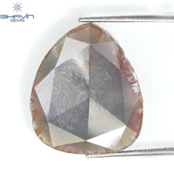 6.23 CT Pear Slice Shape Natural Diamond Gray Brown Color I3 Clarity (18.40 MM)