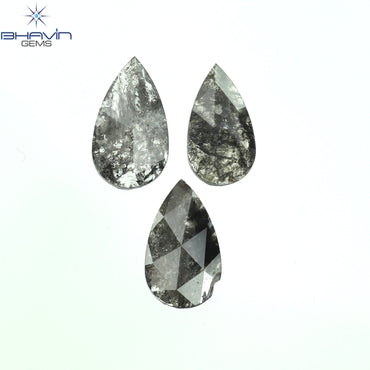 0.99 CT/3 Pcs Pear Slice Shape Natural Diamond Salt And Pepper Color I3 Clarity (8.12 MM)