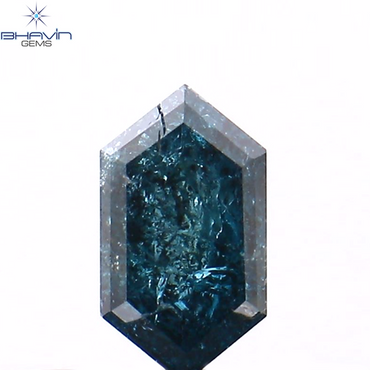 0.39 CT Hexagon Shape Natural Diamond Blue Color I3 Clarity (5.95 MM)