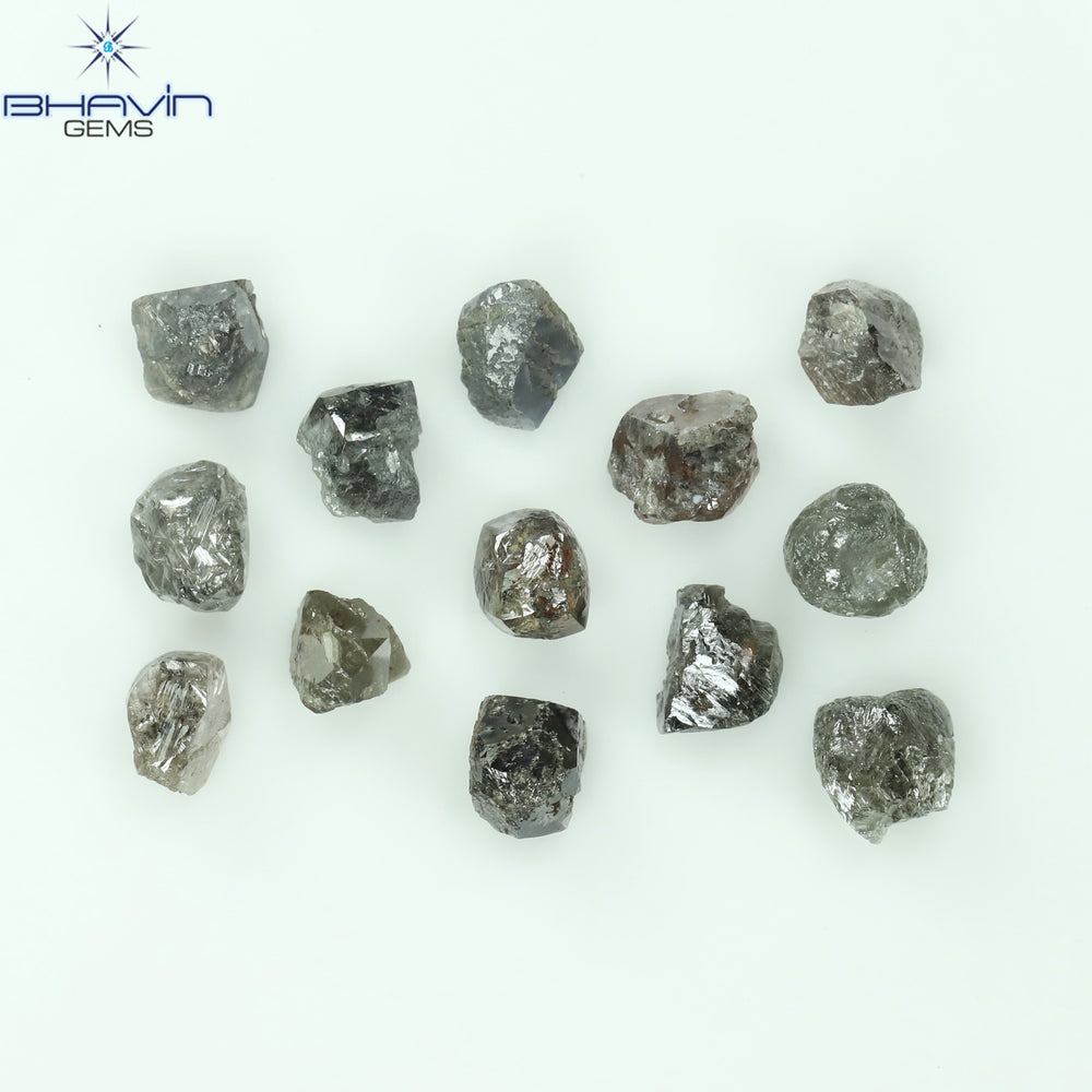 3.96 CT/13 PCS Rough Shape Salt And Pepper Color Natural Diamond I3 Clarity (3.78 MM)