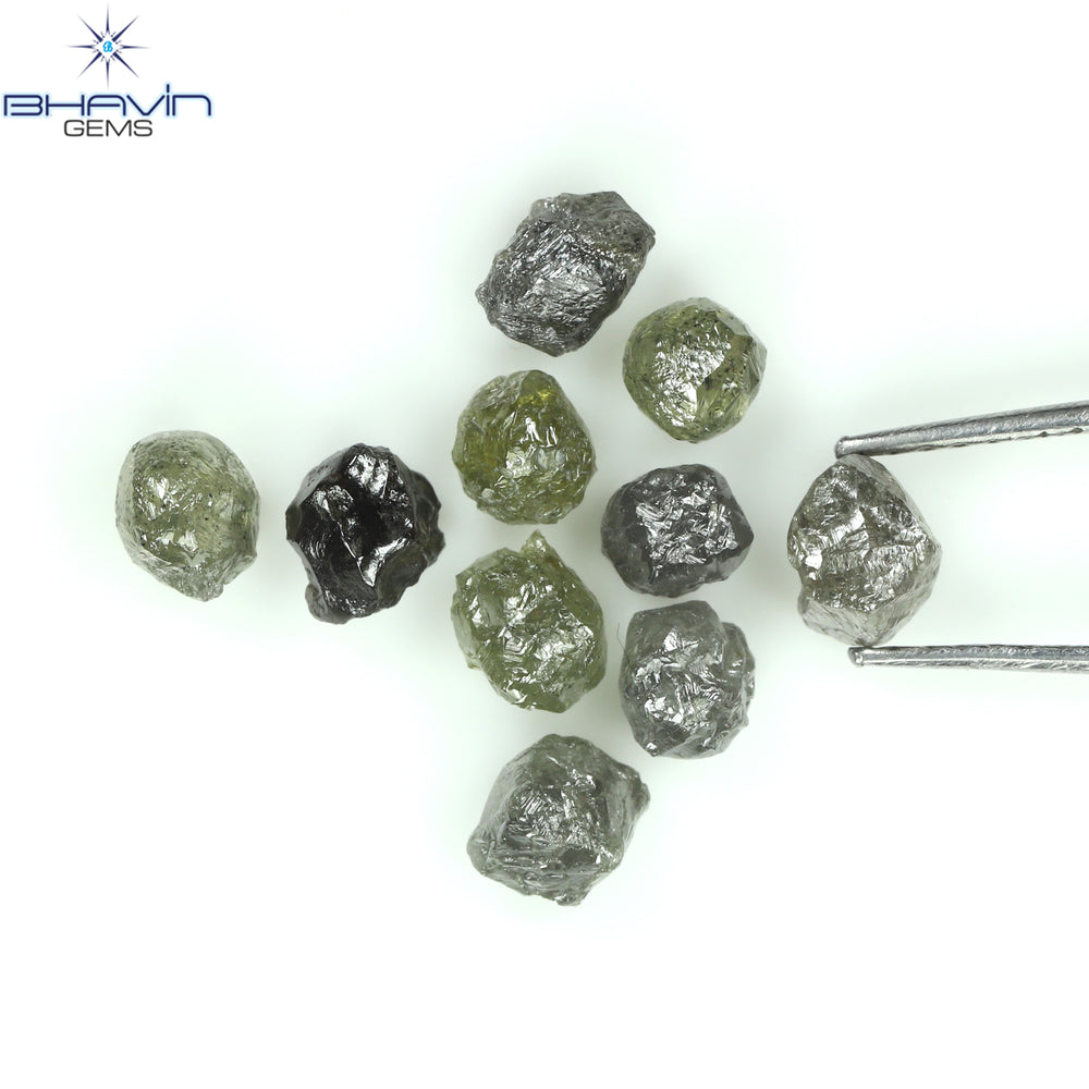 5.29 CT/10 PCS Rough Shape Grey Color Natural Diamond I3 Clarity (4.14 MM)