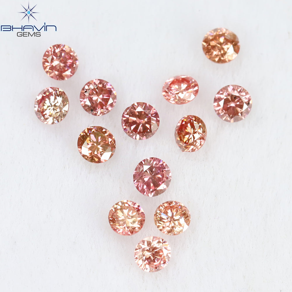 0.33 CT/13 ピース ラウンド シェイプ ナチュラル ルース ダイヤモンド ピンク カラー SI クラリティ (1.90 MM)