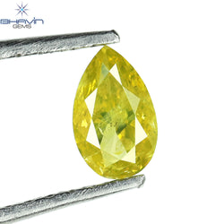 0.30 CT Pear Shape Natural Diamond Enhanced Yellow Color I2 Clarity (5.51 MM)