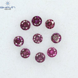 0.24 CT/9 PCS Round Diamond Pink Color Natural Diamond I1 Clarity (1.90 MM)