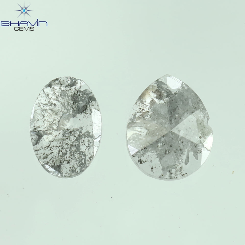 0.19 CT/2 Pcs Mix Slice Shape Natural Diamond Salt And Pepper Color I3 Clarity (4.58 MM)