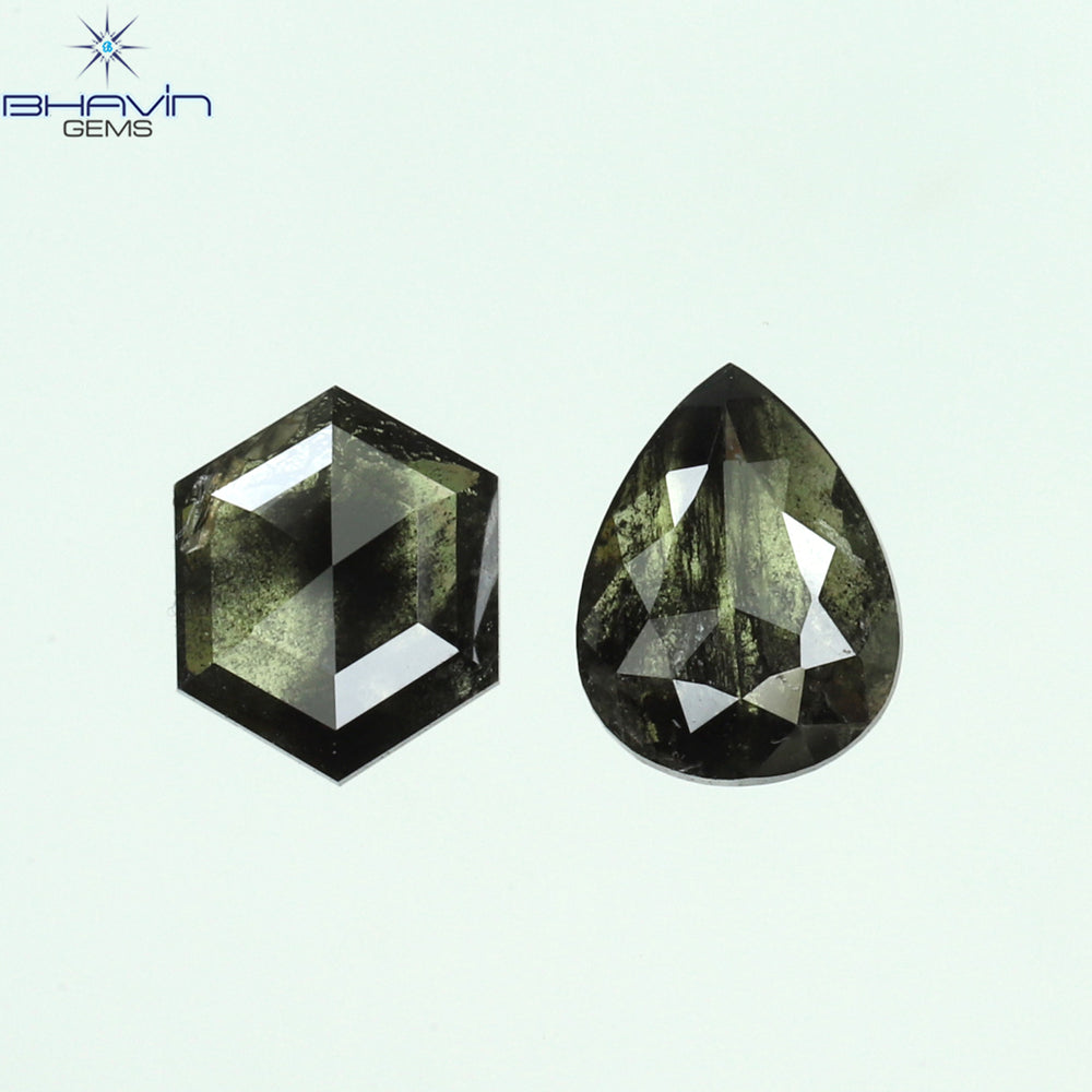 1.00 CT/3 ピース ミックス シェイプ ナチュラル ダイヤモンド ソルト アンド ペッパー カラー I3 クラリティ (4.30 MM)