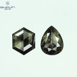 1.00 CT/3 ピース ミックス シェイプ ナチュラル ダイヤモンド ソルト アンド ペッパー カラー I3 クラリティ (4.30 MM)