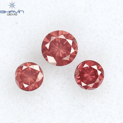 0.28 CT/3 PCS Round Diamond Pink Color Natural Diamond I1 Clarity (3.25 MM)