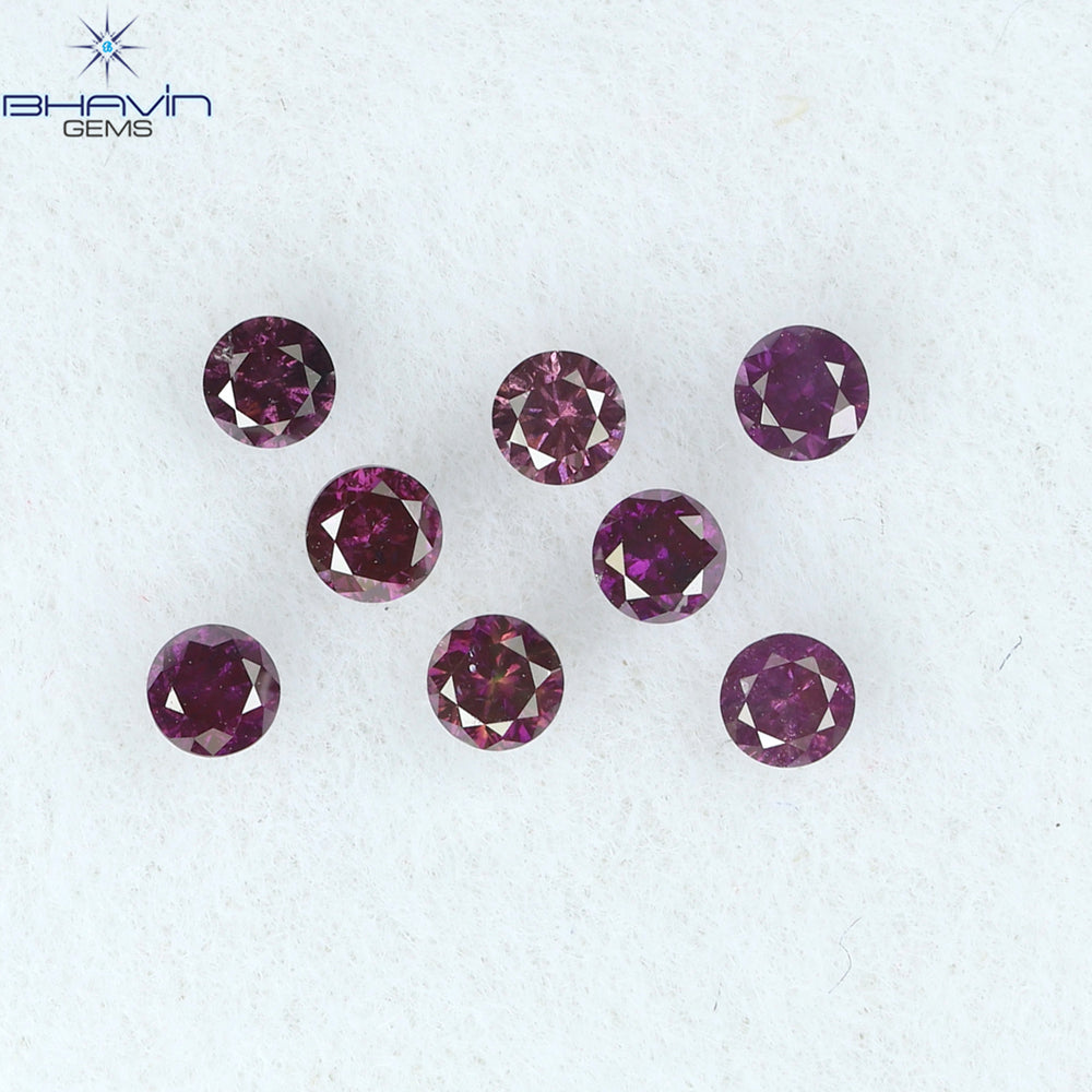 0.28 CT/8 PCS ラウンド ダイヤモンド ピンク色 天然ダイヤモンド I1 クラリティ (2.00 MM)