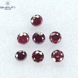 0.39 CT/7 PCS Round Diamond Pink Color Natural Diamond I1 Clarity (2.40 MM)