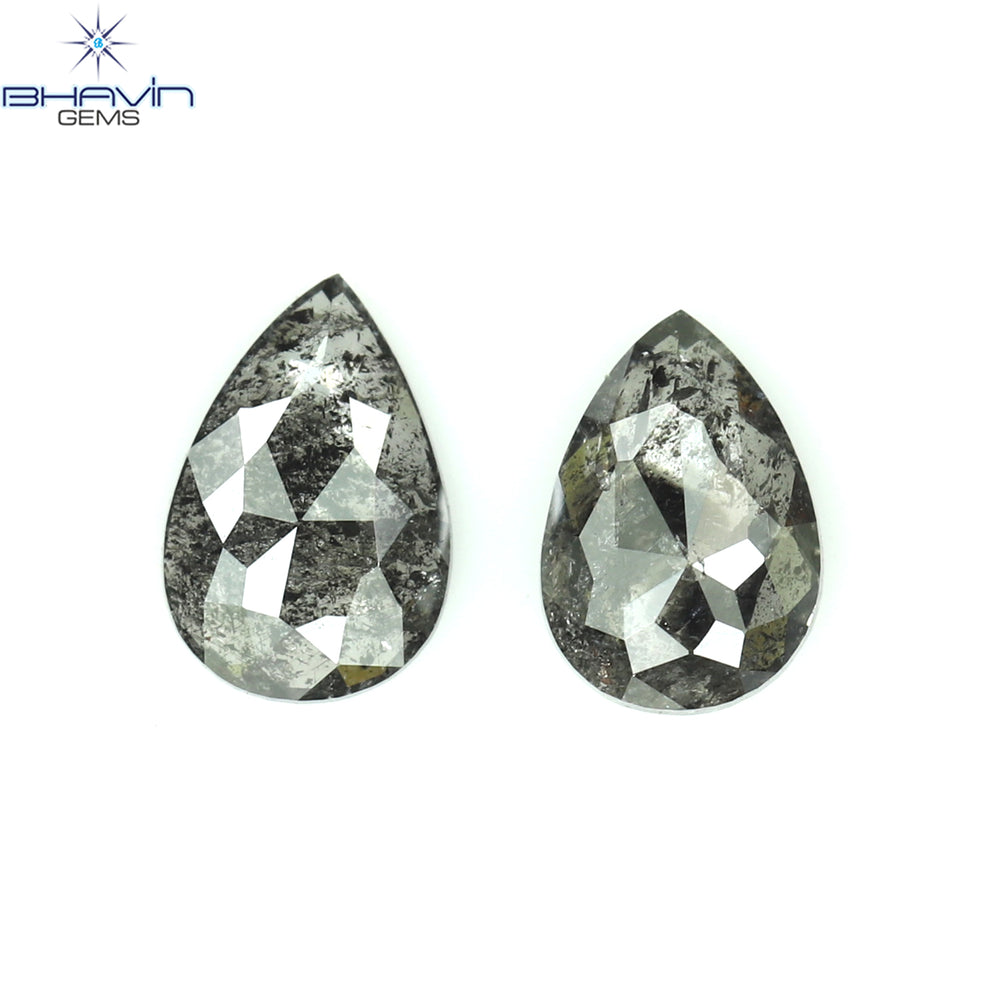 0.57 CT/2 Pcs Pear Shape Natural Loose Diamond Salt And Pepper Color I3 Clarity (5.63 MM)