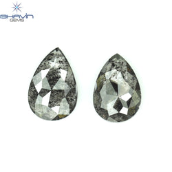 0.57 CT/2 Pcs Pear Shape Natural Loose Diamond Salt And Pepper Color I3 Clarity (5.63 MM)