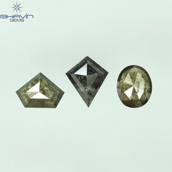 1.03 CT/3 PCS Mix Shape Natural Diamond Salt And Pepper Color I3 Clarity (6.10 MM)