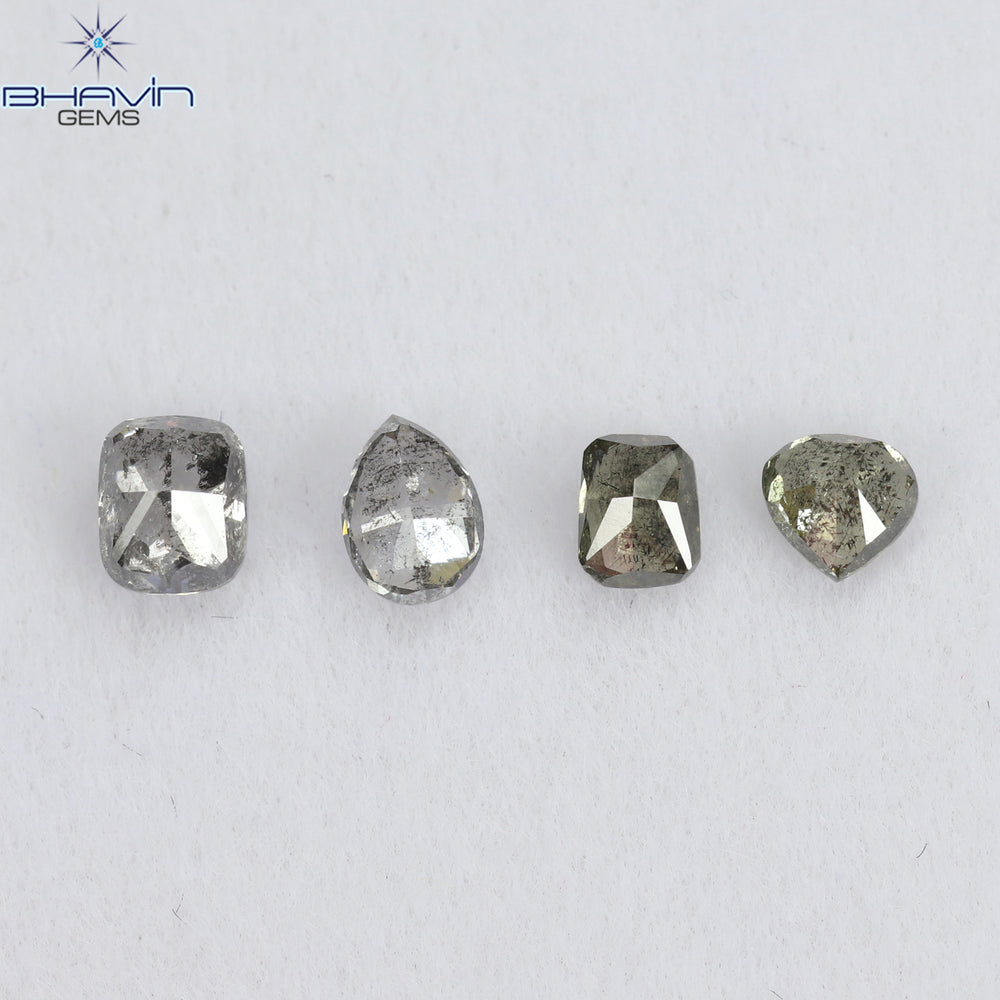 0.48 CT/4 PCS Mix Shape Natural Diamond Salt And Pepper Color I3 Clarity (3.31 MM)