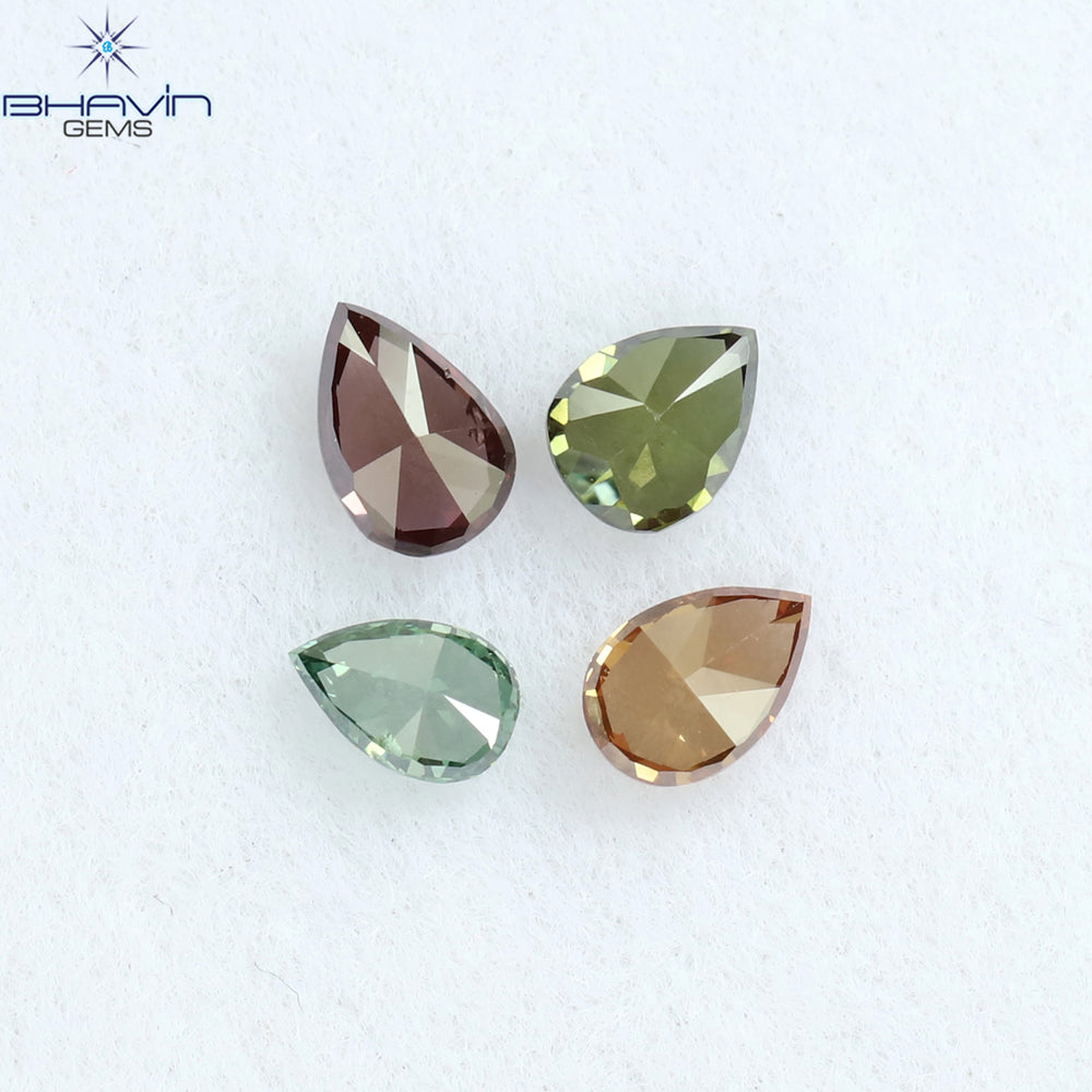 0.46 CT/4 Pcs Pear Shape Natural Diamond Mix Color VS2 Clarity (4.06 MM)