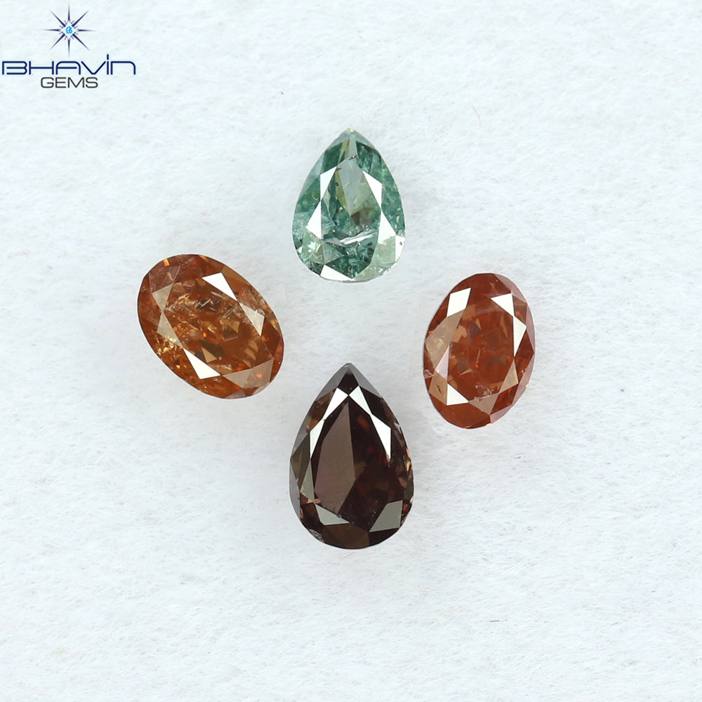 0.40 CT/4 Pcs Mix Shape Natural Diamond Pink Color SI Clarity (3.94 MM)