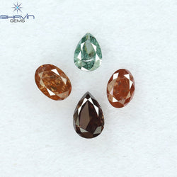 0.40 CT/4 Pcs Mix Shape Natural Diamond Pink Color SI Clarity (3.94 MM)