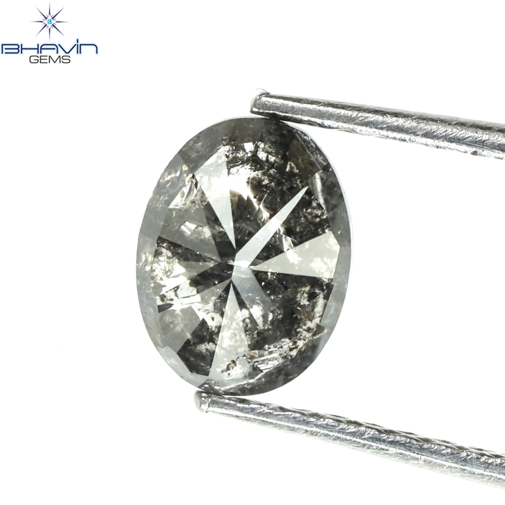 1.00 CT Oval Shape Natural Diamond Salt And Pepper Color I3 Clarity (6.80 MM)