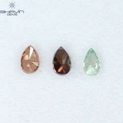 0.31 CT/3 ピース ペアシェイプ ナチュラル ダイヤモンド ピンク カラー SI クラリティ (3.84 MM)