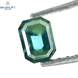 0.38 CT Emerald Shape Enhanced Blue Color Natural Diamond I2 Clarity (4.46 MM)