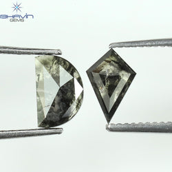 0.79 CT/2 PCS Mix Shape Natural Diamond Black Color I3 Clarity (7.04 MM)