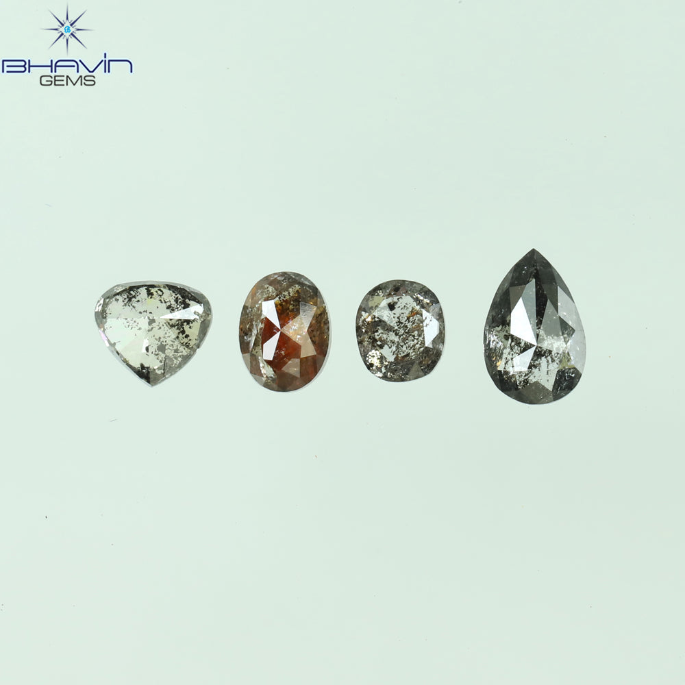 1.21 CT/4 PCS Mix Shape Natural Diamond Salt And Pepper Color I3 Clarity (5.62 MM)