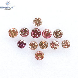 0.39 CT/12 Pcs Round Shape Natural Loose Diamond Pink Color VS-SI Clarity (2.25 MM)