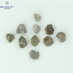 3.38 CT/10 Pcs Rough Shape Grey Color Natural Diamond I3 Clarity (3.84 MM)
