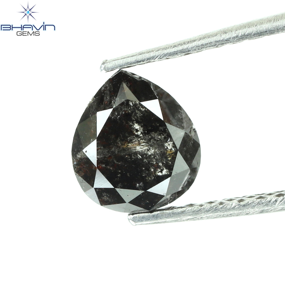 1.20 CT Pear Shape Natural Loose Diamond Salt And Pepper Color I3 Clarity (6.50 MM)
