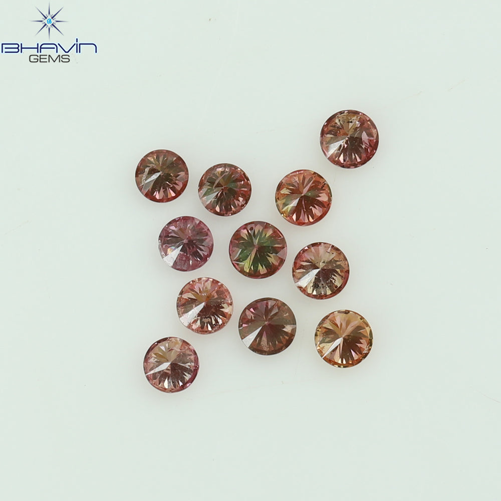 0.22 CT/11 個 ラウンド シェイプ ナチュラル ルース ダイヤモンド ピンク カラー SI クラリティ (1.75 MM)