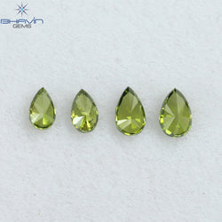 0.35 CT/4 Pcs Pear Shape Natural Diamond Green Color SI Clarity (3.91 MM)