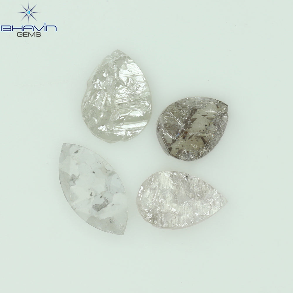 0.90 CT /4 Pcs Uncut Shape White Natural Loose Diamond I2 Clarity (7.25 MM)