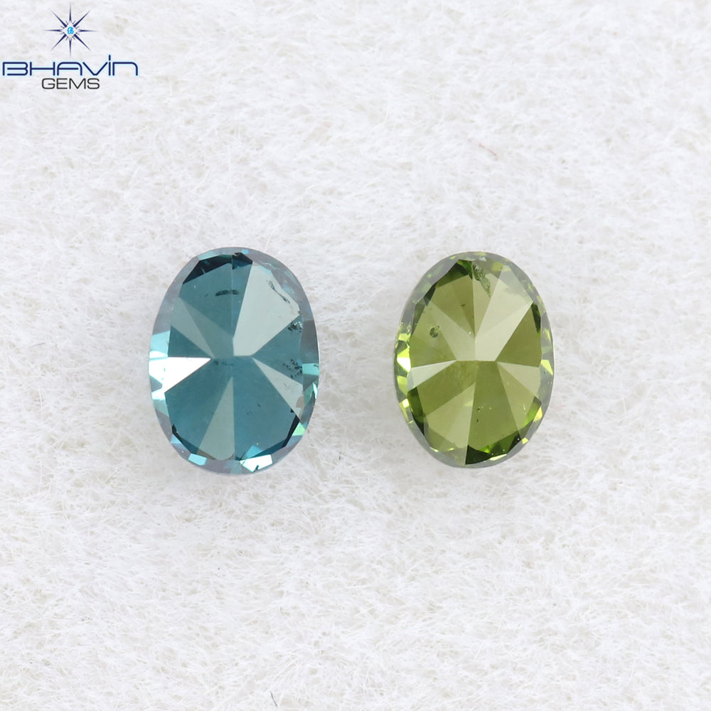 0.24 CT/2 Pcs Oval Shape Natural Diamond Mix Color SI1 Clarity (3.60 MM)