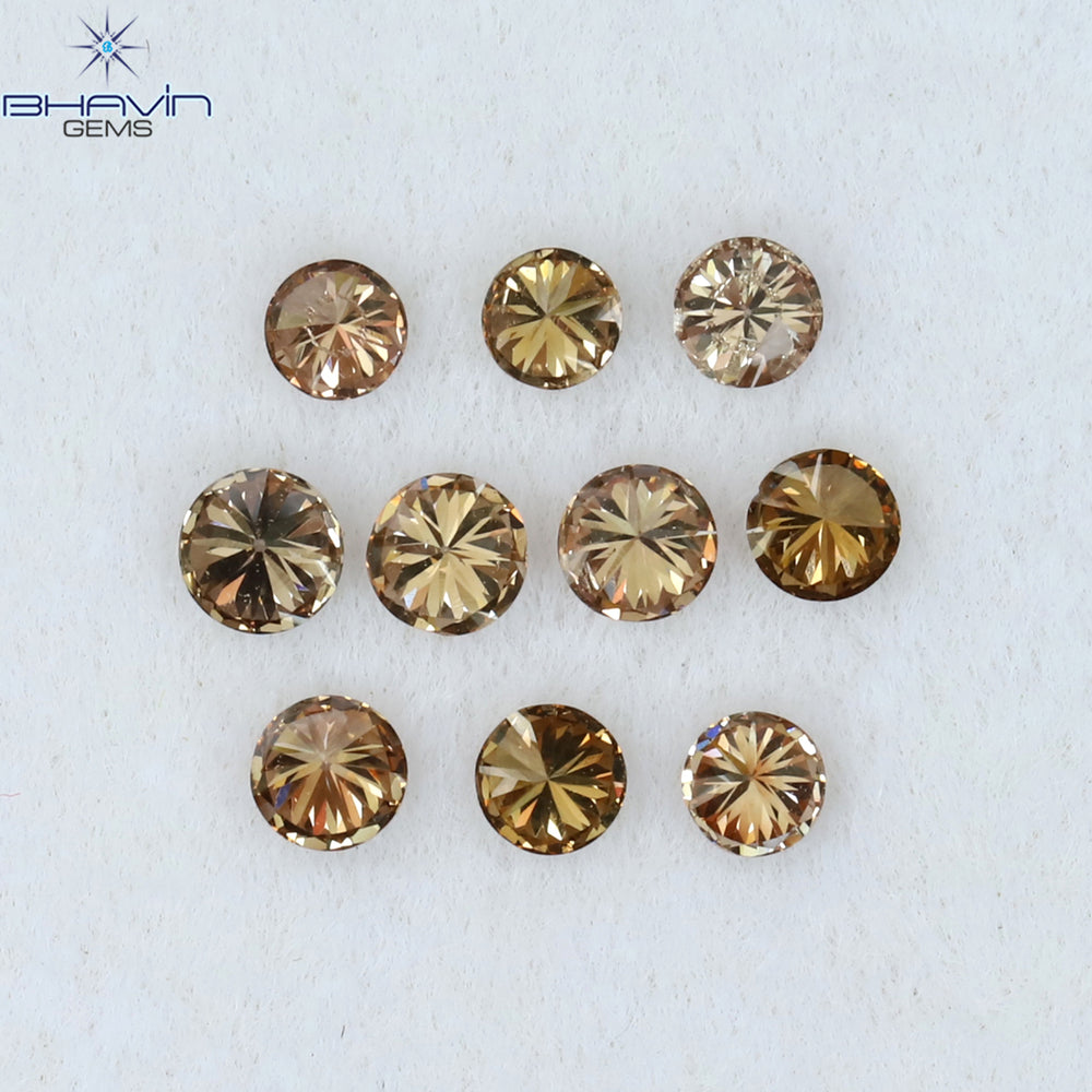 0.32 CT/10 Pcs Round Shape Natural Loose Diamond Brown Pink (Argyle) Color VS-SI Clarity (2.00 MM)