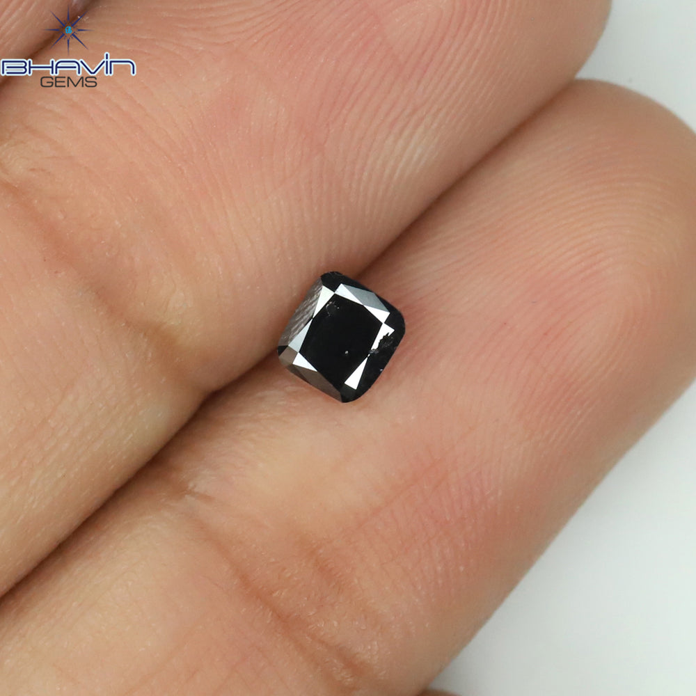 0.35 CT Cushion Shape Natural Diamond Black Color Opaque Clarity (4.08 MM)