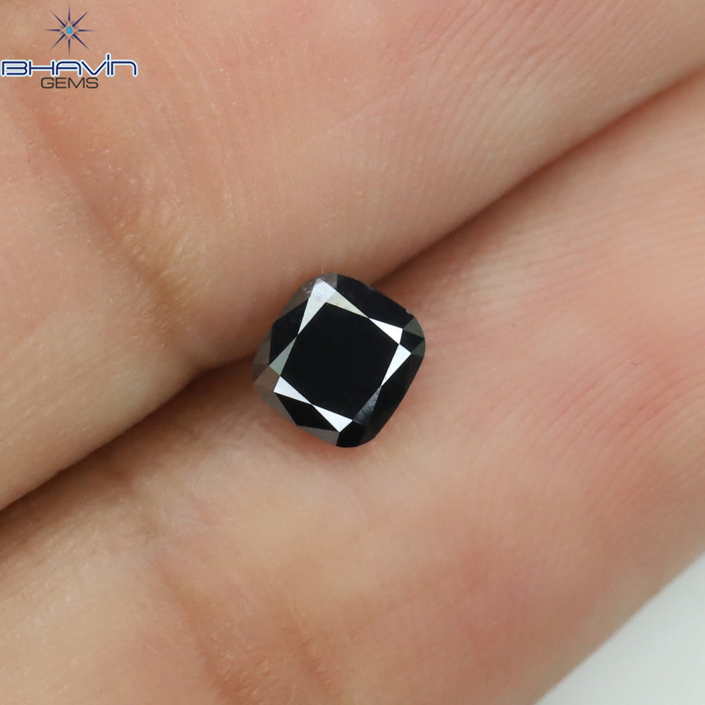 0.43 CT Cushion Shape Natural Diamond Black Color Opaque Clarity (4.40 MM)