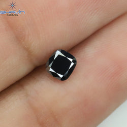 0.43 CT Cushion Shape Natural Diamond Black Color Opaque Clarity (4.40 MM)