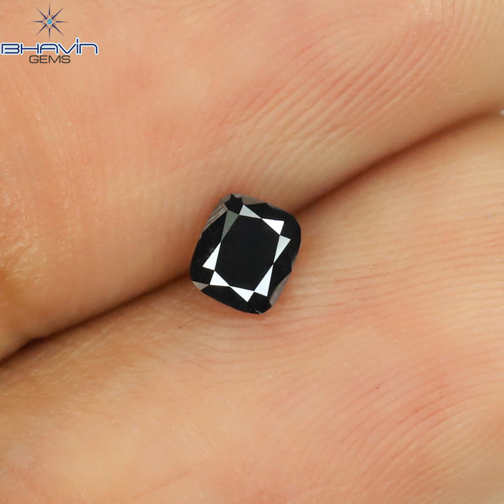 0.23 CT Cushion Shape Natural Diamond Black Color Opaque Clarity (3.70 MM)
