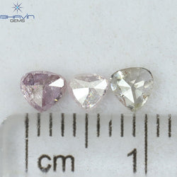 0.50 CT/3 PCS Heart Shape Natural Diamond Pink Color I2 Clarity (3.95 MM)