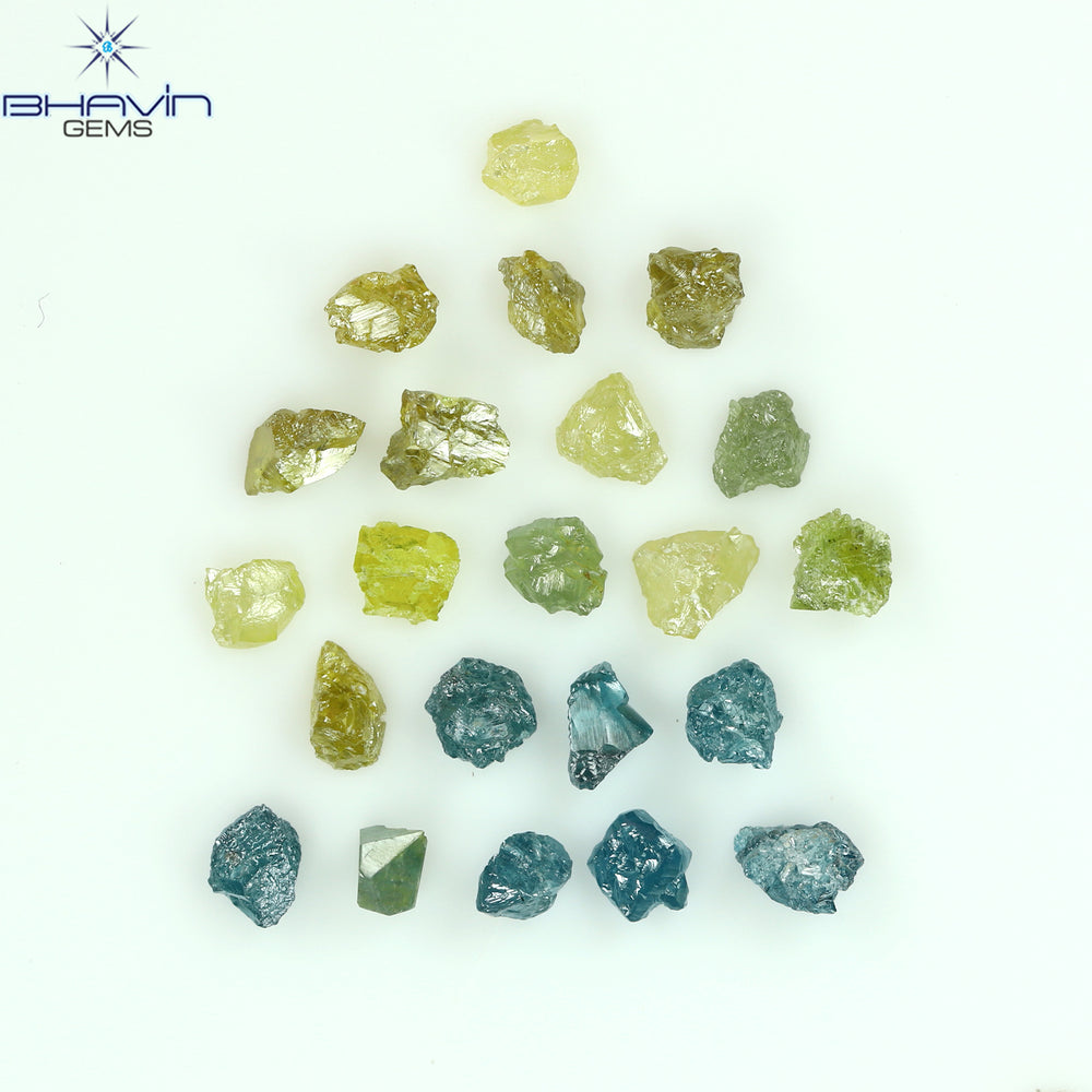 1.89 CT/22 PCS Rough Shape Enhanced Mix Color Natural Diamond I3 Clarity (3.30 MM)